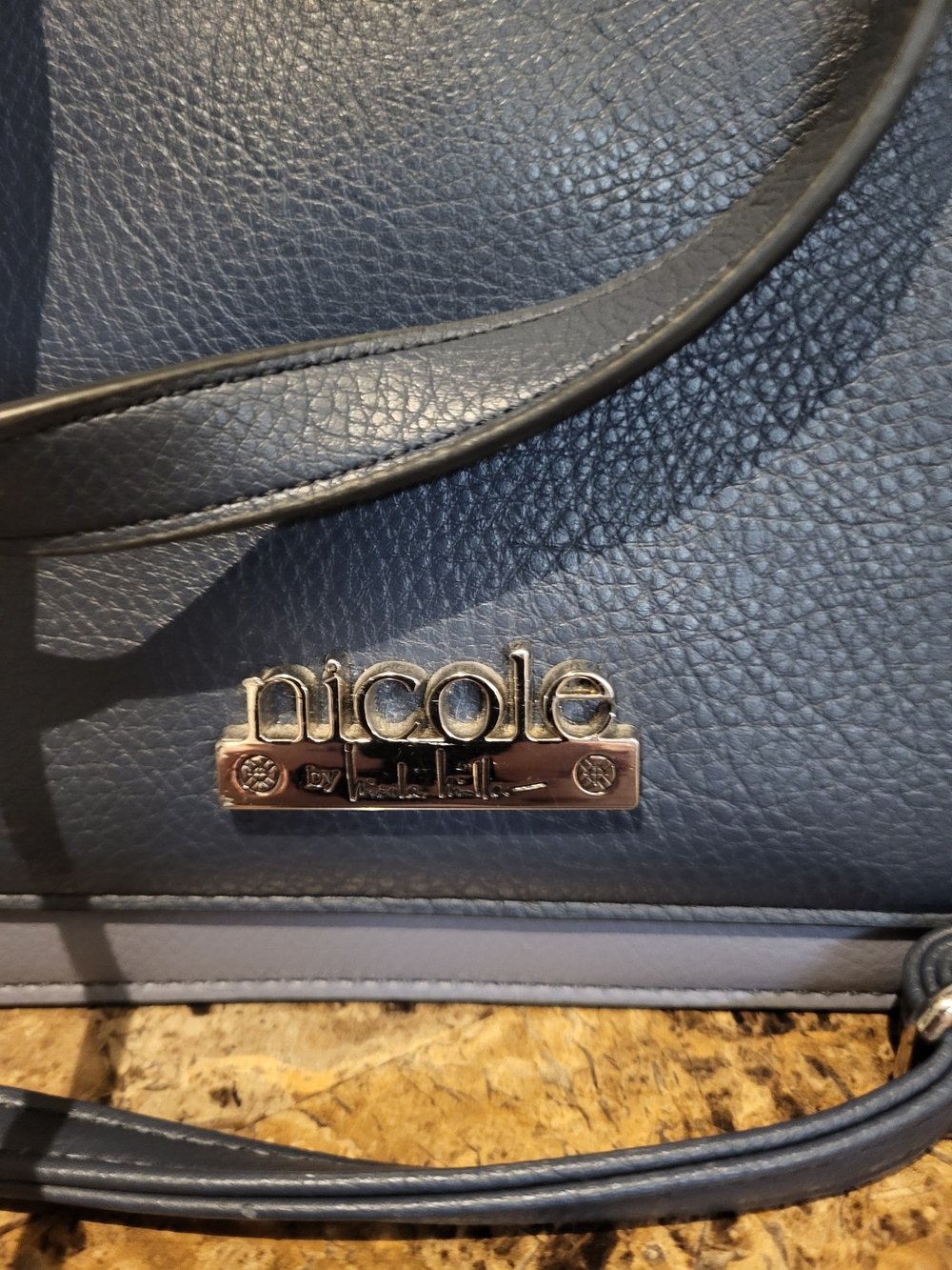 Nicole by Nicole Miller Navy Leather Tote